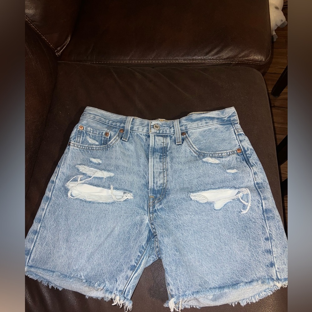Distressed Denim Shorts